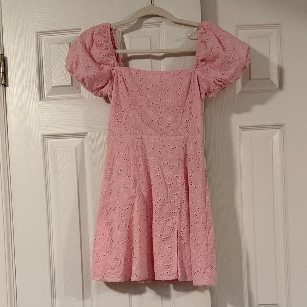 Altar'd State Pink Eyelet Mini Dress